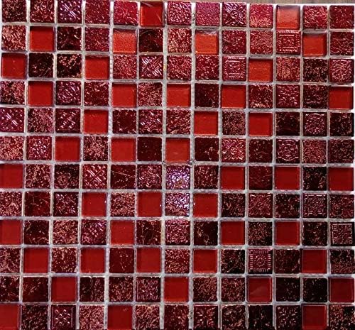 Mosaico - Piastrella a mosaico in vetro rosso traslucido per pareti e WC cucina - Honorern
