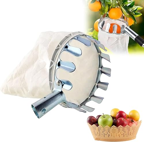 Raccoglifrutta,Strumento Raccoglitore di Frutta,Raccoglitrice di Frutta con Borsa in Tessuto,Raccoglitrice di Frutta,Raccogli frutta in metallo,Per la raccolta di mele,Arance,Pesche,Pere,Ciliegie - Honorern