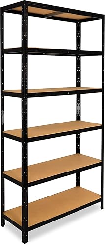 shelfplaza® 200x50x60cm BLACK Scaffale metallo nero per carichi pesanti con 6 ripiani/Scaffale in metallo nero con ciascuno 145kg di capacità di carico/Mensola metallo nero come scaffale garage - Honorern
