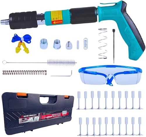 Pistola Sparachiodi con 20 Chiodi Tondi,Spara Chiodi per Cemento e Ferro Attrezzo per Rivettare le Pareti, Chiodatrice per Pareti in Calcestruzzo,con Valigetta Accessori - Honorern