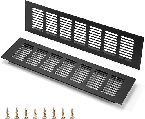 Griglia di Ventilazione Nera, Griglia di Aerazione Può Aiutare a Ventilare l'armadio Rettangolare da 80 x 300mm Armadi e Vamere da Letto Con Viti per Armadi Porte Scarpiere Cassettiere (2 Pezzi) - Honorern