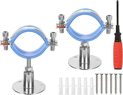 2pz Staffa di Supporto per Tubo per Montaggio a Soffitto per Montaggio a Parete in Acciaio Inossidabile, Altezza Regolabile 30-50mm per Tubo Od 51-57mm - Honorern
