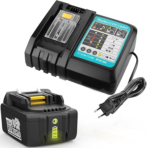 18V 4.0Ah Batteria + Caricabatterie per Makita Batteria 18V BL1850B BL1850 BL1840 BL1830 BL1820 LXT400 - Honorern