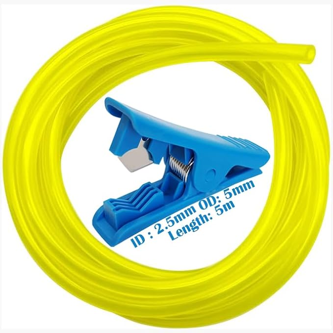 Tubo carburante, CTRICALVER 2,5x5mm tubo benzina Universale 5m, tubo carburante per tosaerba a benzina, tubi carburante per tosaerba, motoseghe, soffiatori, idropulitrici, con 1 tagliatubi - Honorern