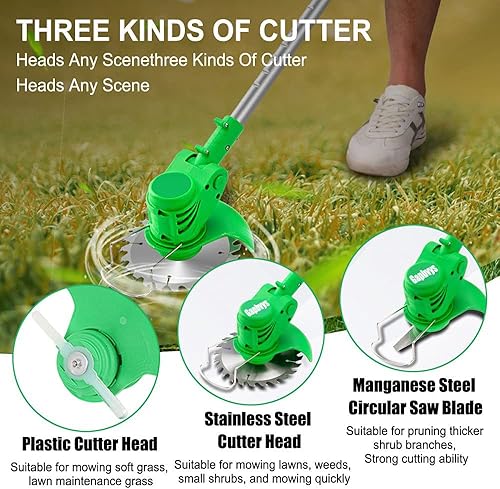 Decespugliatore a batteria, con batteria e caricatore con coltello, decespugliatore elettrico, a batteria, 21 V, agli ioni di litio, per esterni, cortile, prato, giardini - Honorern