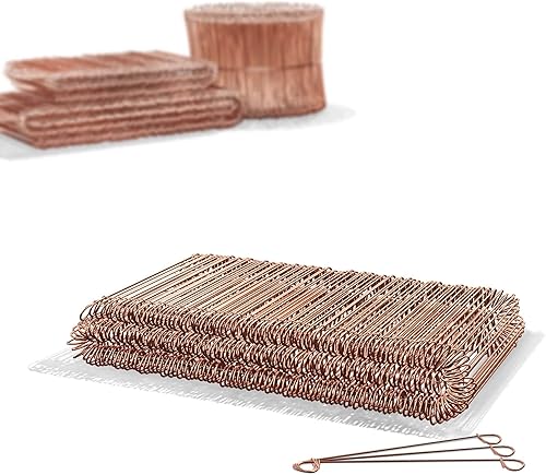 Filo di ferro ramato 1,0 x 100-160 mm (500 pezzi) - filo zincato rivestito di rame - legacci con occhiello per pinze per tiralegacci - legacci per chiusura sacchi - Honorern