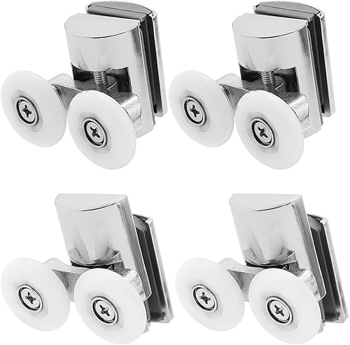 4 ruote gemellate per porta doccia, rullo per cabina in lega di zinco, ricambio per cabine curve, per bagno, porte curve (2 superiori, 2 inferiori) - Honorern
