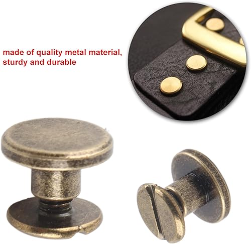 20 Pezzi Rivetti in Pelle Piatti, Viti in Ottone Rame a Testa Piatta Dadi Set Artigianale Con Accessori (5mm) - Honorern