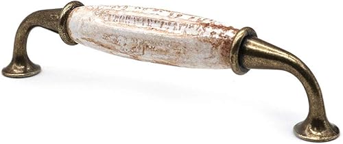 NUZAMAS - Set di 10 maniglie vintage in ceramica per ante di armadietti, cassetti, in lega di zinco, lunghezza 148 mm, manopole per armadio da cucina e guardaroba, da centro a centro 128 mm - Honorern