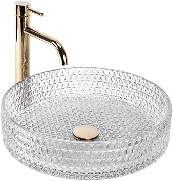 Lavabo da Appoggio Ingrid Grey Lavabo Bagno 400 x 400 x 130 mm Vetro (trasparente) - Honorern