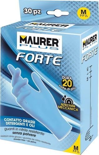 MAURER-PLUS Guanti MONOUSO in Nitrile Forte Taglia M-7,1/2 CF. in Scatola da 30 pz - Honorern