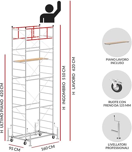 SCEDILUX, Trabattello in acciaio zincato - H. lavoro 6,20 - Honorern