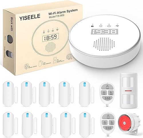 Antifurto casa con 15 pezzi, Allarme casa senza fili, 2.4G/5G Allarme casa con 1 PIR Sensore, 10 Sensori Per Porte E Finestre E 1 Sirena E 2 Telecomandi, Tramite App, Compatibile con Alexa - Honorern