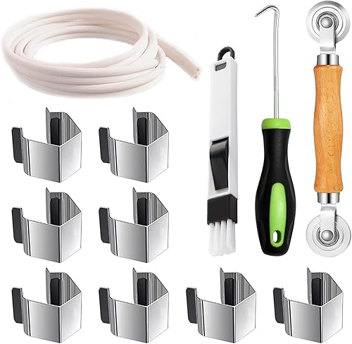 5 in 1 Set Ripara Zanzariera Finestra Ricambio Strumento, Strumento Zanzariere a Rullo Dello Schermo, 10m Nastro Cordino in Gomma Rete, per Rete Zanzariera Ricambio (10 metri Striscia adesiva) - Honorern