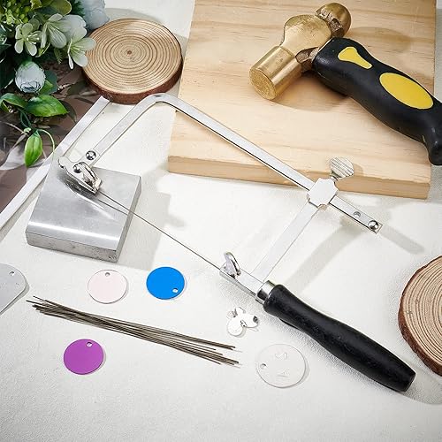 PandaHall Sega a Forma di U, Telaio per Sega Regolabile con 12pz Lame Seghe a Spirale Professionale Perno con Scanalatura a U con Morsetto Sega in Metallo per Legno Plastica Cartone Gioielli - Honorern