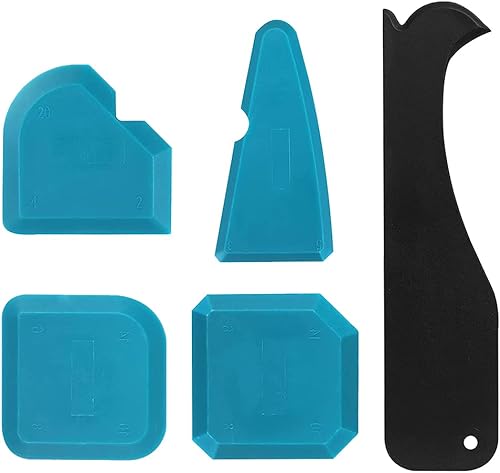 5 Pezzi Spatola per Silicone, XCOZU Raschietto Silicone Kit Spatole per Silicone, Spatole Fughe Silicone per Stanza da Bagno Cucina - Honorern