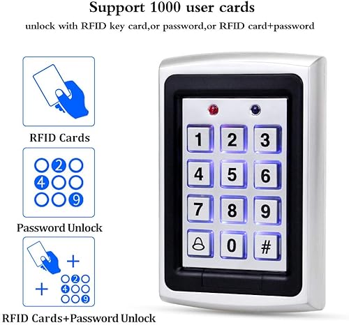 10 Tastiere RFID + Pioggia Impermeabile + Tastiera Metallica Rfid Supporta 1000 Utenti Interfaccia Wiegand-26 (Ingresso) - Honorern