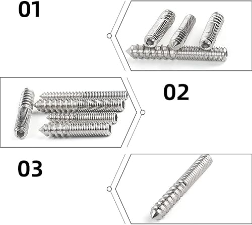 Viti Metalliche 5 pz M4/M5/M6/M8/M10/M12 Bulloni Gancio Filettati a Doppia Testa Bulloni a Doppia Testa Viti autofilettanti per Mobili Vite in Acciaio Inossidabile 304(M8*30) - Honorern