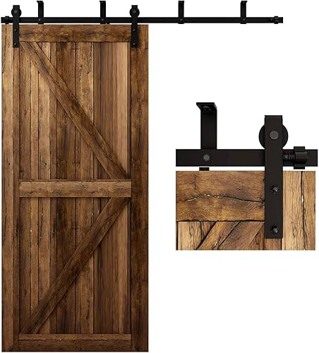 6.6FT-2M Binario per Porta Scorrevole Kit soffitto Set di Porte Scorrevoli Singole con Sistema di Guide a Staffa a Forma di L - Honorern