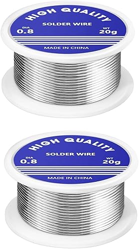 2 fili per saldatura, filo per saldatura con flusso, filo per saldatura, 0,8 mm, contenuto di stagno 63%, filo di saldatura con nucleo in colofonia, per riparazione di componenti elettrici elettronici - Honorern