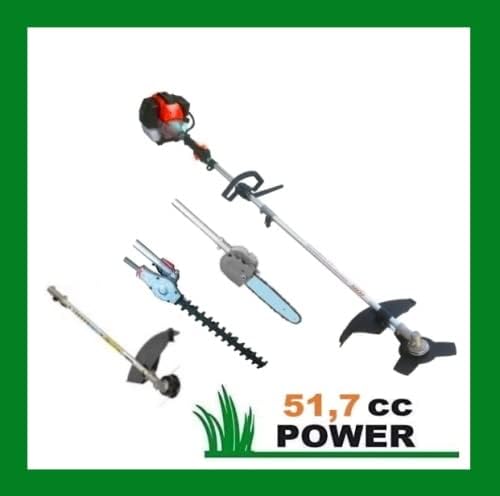Decespugliatore - Motosega - Tagliarami / Taglia Rami - Tagliabordi / Taglia Bordi - Tagliasiepi / Taglia Siepi / Disco girevole a 3 Denti - Utensile a scoppio multifunzionale per giardinaggio - ALL IN ONE EasyPower 52cc (51,7cc) Colore Yellow - Honorern