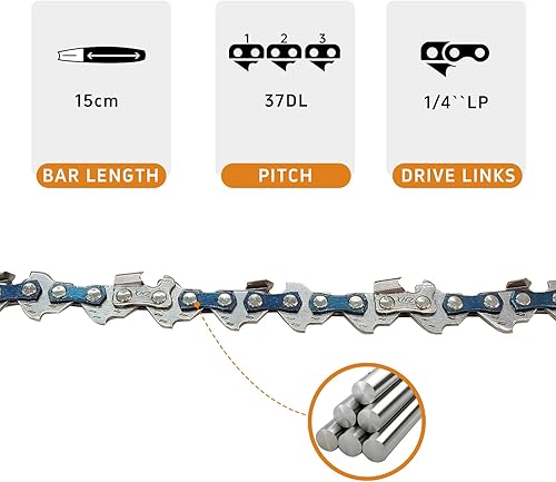 5 Pezzi 1/4', 37 Maglie Guida Catene per Motosega da 6 pollici per Mini Motosega, Mini Motosega di Ricambio, Catena per Mini Motosega, Catene per Tagliare, Catena di Ricambio - Honorern