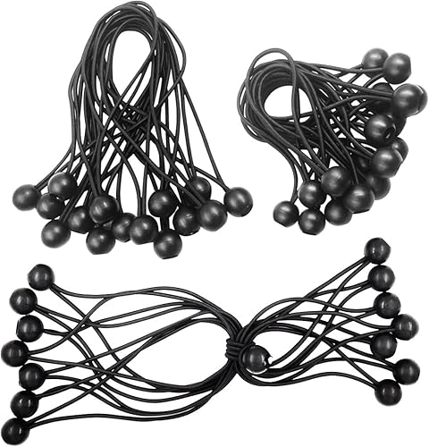 Corde Elastiche,Bungee Ball,Tenditori Elastici,30 Pezzi Bungee ball Elastico Nero 150mm e 200mm,Corda Elastica per Tendoni Bungee Ball Fissaggio - Honorern