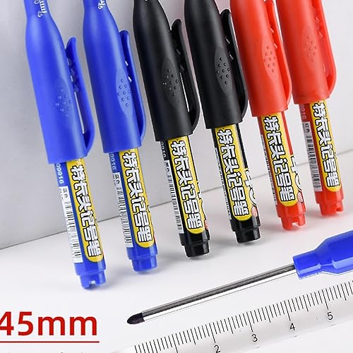 Pennarello a punta lunga, 3 pezzi, pennarello da costruzione, etichettatrice a inchiostro per falegname, etichettatrice a inchiostro per falegname, disegno permanente con portata di 45 mm, - Honorern