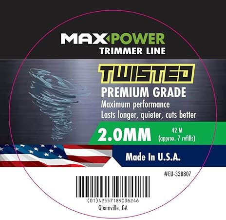 338807 Filo decespugliatore in copolimero 2.0mm 42 Metri Quadrato Ritorto, Giallo Neon - Honorern