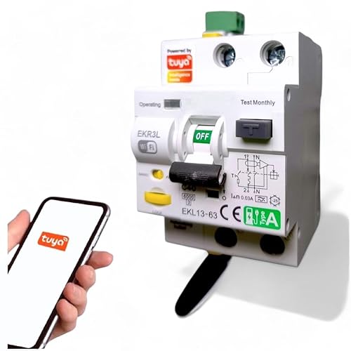 'Differenziale Ripristinabile con WiFi Superimmunizzato WiFi Ripristinabile Auto Classe A con Riconnessione Automatica Classe A 40A 30mA 6kA Interruttore Ripristinabile per Binario DIN - Honorern