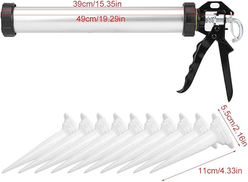Pistola per cartucce in alluminio, pistola in silicone ergonomica, con ugelli da 600 ml - Honorern