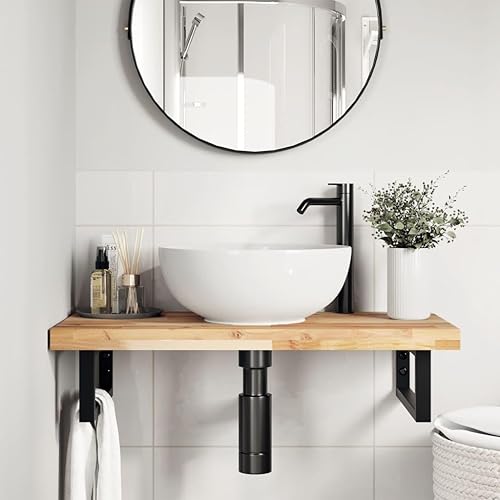 vidaXL Piano da Bagno Non Trattato 80x40x2 cm Legno Massello di Acacia, mensola da Bagno, scaffale da Bagno, Piano da lavabo, ripiano da Bagno - Honorern