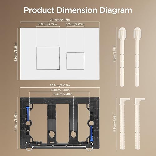 Placca Di Comando Wc,Piastra Di Scarico,Piastra Di Ricambio Per Pannello Frontale Del Cassetta Wc,Doppio Scarico,Con Set Di Aste Scarico E Telaio Di Fissaggio,Per Geberit Sigma 01,20,30,50,Up 320,300 - Honorern