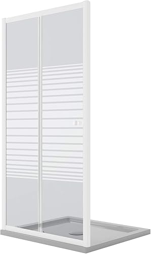 Porta Doccia Bianco 140 CM H185 Vetro Serigrafato MOD. Blanc - Honorern