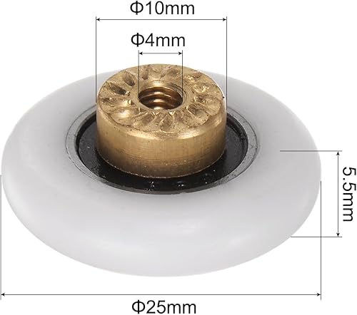 Rotella per Porta Doccia 25mm di Diametro Ricambio per Porta in Vetro Del Bagno, Rotella per Porta Doccia Scorrevole, (1 Set 4pz) - Honorern