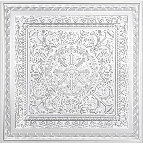 Tegole per soffitto a goccia, piastrelle per soffitto incollate, foglio di plastica da 5,5 x 5,8 cm, colore: bianco (confezione da 12, 48 mq) - Honorern