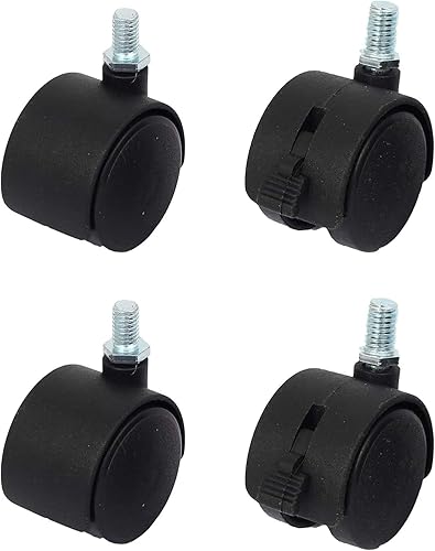 Kippen 1616X3 - SET DI 4 RUOTE GEMELLATE DA MM.50 CON PERNO FILETTATO M10 (2 CON FRENO + 2 SENZA FRENO) - Honorern