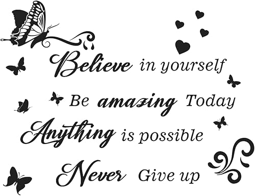 1 adesivo da parete ispiratore, adesivo artistico, farfalla, adesivo da parete, citazione rimovibile, per corridoio, camera da letto, soggiorno, scale, cucina - Honorern