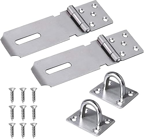 2 Pezzi Lucchetto Hasp Acciaio Inox Serratura Hasp, Lucchetto Porta Hasp Chiusura Hasp Acciaio Inox 4 Pollici Chiusura Serratura per Porta Shed Gate Cabinet Con Viti Argento - Honorern