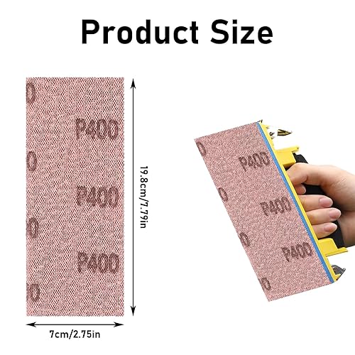 Strisce abrasive a rete,25 Strisce di Levigatura 70x198 mm Confezione di Ogni Grana 80, 120, 180, 240, 400 per Levigare Senza Polvere Legno, Stucco, Vernice, Plastica - Honorern