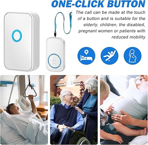 Pulsante di emergenza per anziani: chiamata di emergenza per anziani, senza fili, allarme mobile, pulsante di chiamata di emergenza, per anziani con suonerie, luce vibrante per anziani che - Honorern