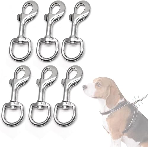 Moschettoni Girevoli con Gancio 6 Pezzi Moschettoni con Gancio Moschettone in Acciaio Inox Girevole Moschettoni con Gancio a 360° Girevole Moschettone Girevole per Il Collare del Cane - Honorern