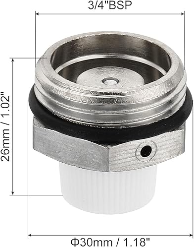 3/4' BSP Maschio Filettatura Manuale Radiatore Aria Sfiato Valvola, Nichel Placcato Ottone Spina Valvola No Serve Chiave per Radiatore Riscaldatore, Argento Bianco - Honorern