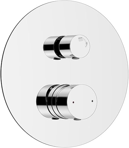 Miscelatore doccia incasso satinato con deviatore a due vie in acciaio inox, maniglia girevole e indicatori per l’acqua, GEMINI - Honorern