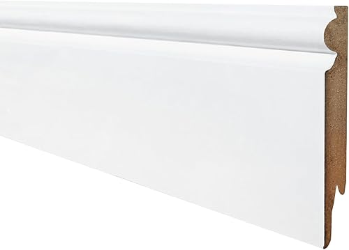 Onlywood Battiscopa bianco in Mdf EVE Spessore 14 mm x Altezza 75 mm - Zoccolino Battiscopa Modello Inglese Ducale - Asta da 2,4 m - Honorern