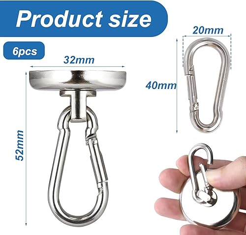 12 Pezzi Ganci Magnetici Ultra Forti 20mm Magneti in Neodimio con Adesivo Ganci Magnetici Rotanti per Cucina Supporti per Griglia Armadietti Frigoriferi Ufficio e Altri Utilizzi - Honorern