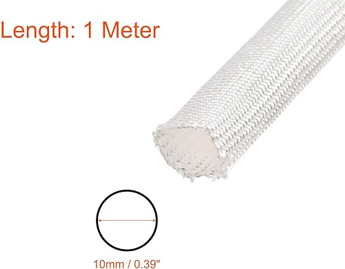 Fibra Vetro Manicotto Isolato Cavo Protezione Tubo [per Alte temperature Applicazioni] - 16.4Ft-5mm / Bianco - Honorern
