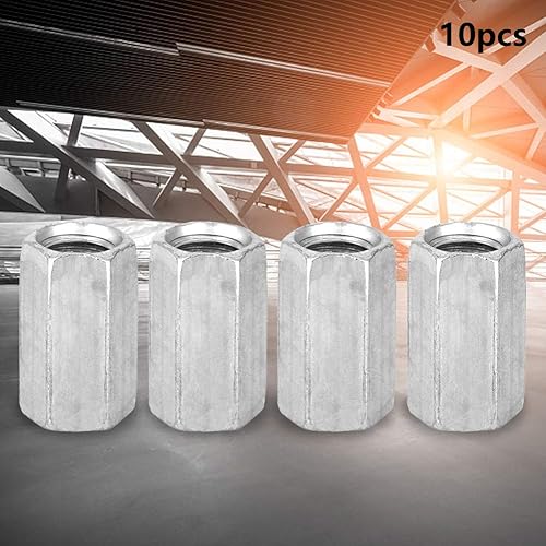 10 pezzi dado esagonale, dado a stelo lungo esagonale esagonale dado a manicotto elementi di fissaggio filettati distanziatori, acciaio al carbonio zincato, M8(M8*40) - Honorern