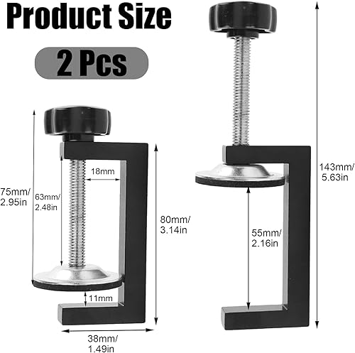 Mainiusi Morsetto a vite piccolo da tavolo, 2 pezzi, morsetto a C, morsetto a vite, morsetto a C, morsetto a vite regolabile, morsetto a C universale (nero) - Honorern