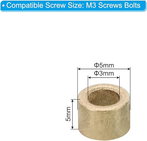 Distanziatori in Ottone M3, 12pz Distanziatori Metallici in Ottone 3mm ID x 6mm OD x 5mm L Distanziatori a Vite Ottone per Viti 1/8 Pollice o M3 - Honorern
